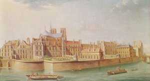 Häuser im Kloster von Notre-Dame, Paris von Nicolas Raguenet