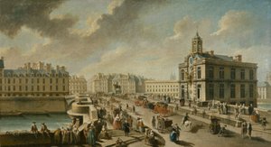 Pont-Neuf und die Samaritaine-Pumpe, gesehen vom Quai de la Mégisserie von Nicolas Raguenet