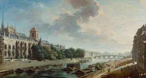 Der erzbischöfliche Palast von der linken Uferseite gesehen von Nicolas Raguenet