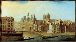 Ansicht des Hôtel de Ville und Place de Grève in Paris im Jahr 1750 von Nicolas Raguenet
