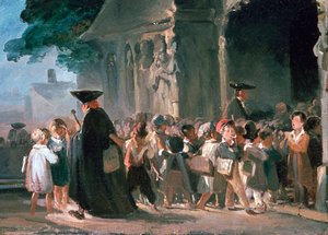 Kinder an einer Kirchentür, ca. 1817-1845 von Nicolas Toussaint Charlet