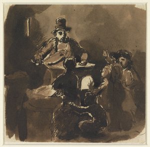 Kinder um das Feuer eines Kastanienverkäufers (?) von Nicolas Toussaint Charlet