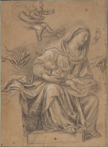Sitzende Madonna mit dem Christuskind auf ihrem Knie und verwandte Studien von Nicolas de Plattemontagne