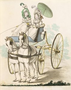 Zwei Damen, en negligee, machen eine Fahrt in einem Phaeton, aus Nikolaus Heideloffs Galerie der Mode, Bd. I, August 1794 von Nicolaus von Heideloff
