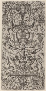 Ornamenttafel mit einem Vogelkäfig von Nicoletto da Modena