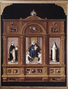 Jungfrau des Rosenkranzes (Darstellung eines Triptychons) von Nicolo Barabino