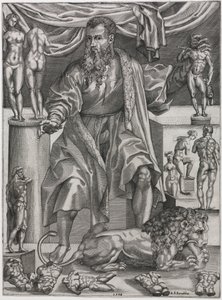 Porträt von Baccio Bandinelli mit Löwe von Nicolo della Casa