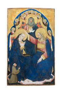 Krönung der Jungfrau mit Spender des Franziskanerordens, Niccolò di Pietro, tätig in Venedig 1394-1427 (Tempera auf Holz) von Nicolò di Pietro