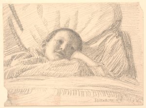 Kind (kleines Mädchen?) liegt im Bett
