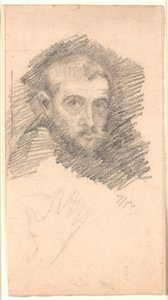 Männerporträt und leichte Skizze einer Hand von Niels Jakob Jakobsen Bjerre
