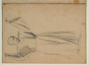 Studie eines stehenden Apostels frontal, mit erhobenen Armen; nicht verwendete Figur für die Himmelfahrt von Niels Larsen Stevns