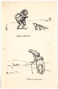 Zwei Entwürfe zu "Die dicke Katze" von Niels Skovgaard