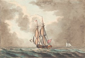Dänische Brigg segelt vor einem Schleier von Niels Truslew