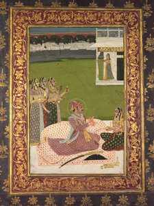 Porträt von Maharaja Savant Singh mit Gemahlin, Bani Thani, Mitte 1700er Jahre von Nihal Chand