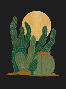 Kakteen unter goldenem Mond von Nikita Jariwala