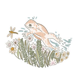 Verspielter Frosch und Blumen von Nikita Jariwala
