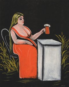 Frau mit einem Bierkrug