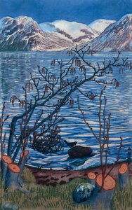 Vogel auf Stein von Nikolai Astrup