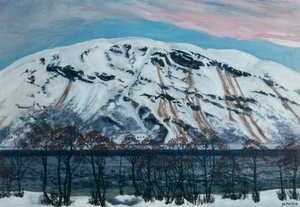 Kalter Aprilmorgen mit Lawine (Schneeberg), ca. 1909 von Nikolai Astrup