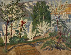 Weiße Blüte am Jølster-See von Nikolai Astrup