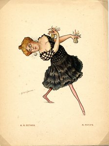 Balletttänzerin Marie Petipa aus: Russisches Ballett in Karikaturen