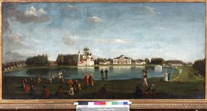 Ansicht des Ostankino-Anwesens von Podklyuchnikov, Nikolai Ivanovich (1813-1877). Öl auf Leinwand von Nikolai Ivanov Podklutchnikov