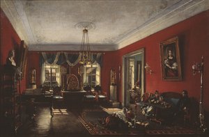 Das Wohnzimmer im Nashchokin-Haus in Moskau, frühe 1840er Jahre von Nikolai Ivanovich Podklyuchnikov