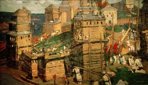 Bau einer Stadt von Nikolai Konstantinowitsch Roerich
