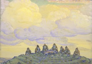 Das große Opfer. Bühnenbild für das Ballett Le Sacre du Printemps von I. Strawinsky, 1910 von Nikolai Konstantinowitsch Roerich