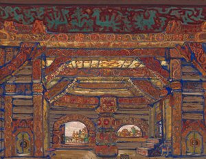 Der Palast des Zaren Berendey. Bühnenbild für das Theaterstück Schneewittchen von A. Ostrowski, 1912