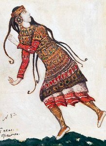 Ultramoderne Dame. Kostümentwurf für das Ballett Das Frühlingsopfer Le Sacre du Printemps von I. Strawinsky, 1912