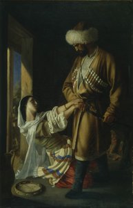 Leila und Khadji Abrek nach dem Gedicht von M. Lermontov, 1852 von Nikolai Nikolayevich Ge
