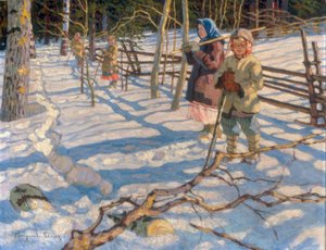 Kinder im Schnee von Nikolai P. Bogdanow Bjelski