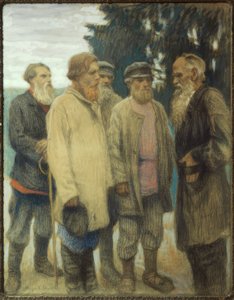 Leo Tolstoj mit Bauern von Nikolai P. Bogdanow Bjelski