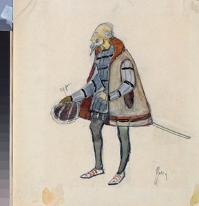 Kostümentwurf, der geizige Baron, für das Theaterstück "Der geizige Ritter" von A. Puschkin