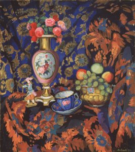 Stillleben mit Porzellan und Blumen, 1913 von Nikolai Semyonovich Zaytsev