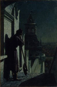 Strelets auf dem Moskauer Kremlturm bei Mondschein, 1890er von Nikolai Sergeyevich Matveyev