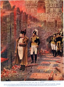 Napoleon beobachtet den Brand von Moskau, Illustration aus 