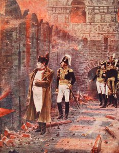 Napoleon beobachtet den Brand von Moskau, Illustration aus 