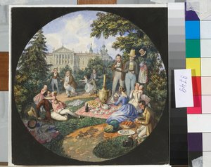 Eine russische Familie beim Picknick in der Nähe von Moskau