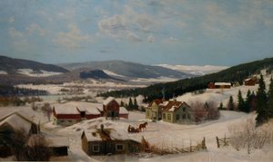 Bauernhof in Winterlandschaft