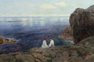 Ruhiger Sommerabend an der norwegischen Küste von Nils Hansteen