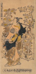 Der Schauspieler Ogino Isaburo als wandernder Blumenverkäufer