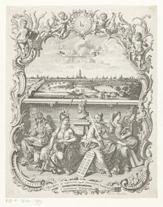 Ansicht von Utrecht und Allegorie mit Minerva und Tugenden von Noach van der Meer (I)