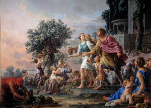 Freigebigkeit des Kimon der Athener, der das Volk einlädt, die Früchte seines Gartens zu nehmen