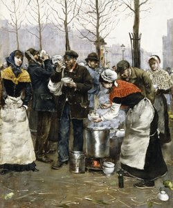 Suppe für die Massen an einem Wintertag, Paris, 1881