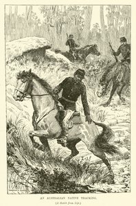 Ein australischer Ureinwohner auf der Spur (Gravur) von Norman Hardy