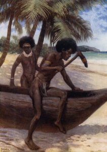 Fertigstellung eines Kanus, Britisch-Neuguinea von Norman Hardy