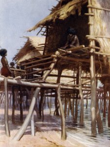 In den Pfahlbauten von Hanuabada, Port Moresby, Britisch-Neuguinea von Norman Hardy