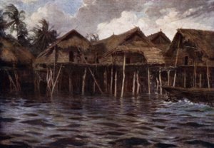 Motu-Dorf vom Meer aus von Norman Hardy